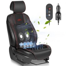 Paffenery 쿨링 카시트 커버 앞좌석 1개 12V-24V 통기성 쿠션 자동차 SUV 트럭 범용 핏용 냉각 시트 커버 클래식 블랙