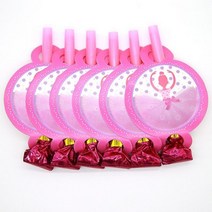 춤추는 핑크 테마 생일 파티 장식 일회용 칼 붙이 컵 접시 종이 모자 초대장 풍선 베이비 샤워, blowout 6pcs