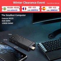미니피씨 스틱pc 미니pc WooYi-T6 프로 미니 PC 스틱 인텔 셀러론 J4125 쿼드코어 6GB 128GB 4K HD 윈도우, 01 J4125 6GB 128GB_03 UK, 01 J4125 6GB 128GB, 03 UK