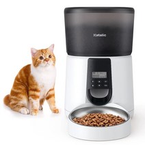 고양이 두 마리를 위한 자동 고양이 모이통 Katalic 6L/25.4컵 이중 자동 고양, White