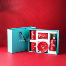 웨딩 선물 워시 세트 레드 세라믹 욕실 5-6pcs 럭셔리 커플 액세서리 키트 Dowry 칫솔 용품, 03 5PCS SET