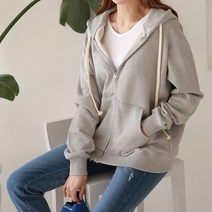 여성 기본 무지 3단쭈리 캐주얼 후드 집업 티셔츠 6컬러 봄 가을 교복 학생