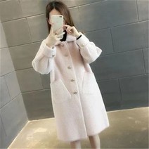 간절기 두꺼운 니트 가디건 스타일 밍크 캐시미어 타탄체크 자켓 여성 싱글 미디 캐주얼 스웨터 코트
