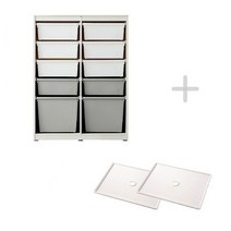 한샘 샘키즈 수납장 870 모던 + 뚜껑2개, (몸통)크림화이트/(박스)하프그레이+뚜껑2p(B)