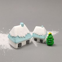 미니어처 크리스마스 트리 산타 클로스 테라리움 액세서리 눈사람 선물 상자 요정 정원 인형 수지 공예 인형 집 장식, 세타 2개