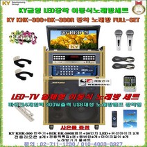 금영가정용반주기 KHK-300장착 일체형노래방세트/마이크4개입력앰프/20형LED 접이식 일체형/마이크2개포함/요양병원-학교-휴계실-팬션-강당-음악실용 노래방반주기풀세트/세림전자, 유선마이크 타입+대형리모콘