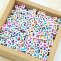 [20g]6mm 가로형 컬러믹스 큐브 하트 PAB15비즈반지 팔찌 키링 만들기 비즈재료, 6mm 가로형 컬러믹스 큐브 하트 PAB15