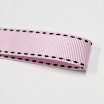 선물포장리본 꽃포장리본 골지 스티치 리본 (폭 5mm 길이90m)(폭 10mm/15mm 길이 45m), 15(연분홍+블랙스티치)
