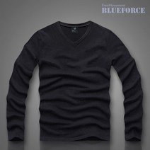 블루포스 남여공용 데안 브이넥티 베이직핏 긴팔티셔츠 커플룩 기본티