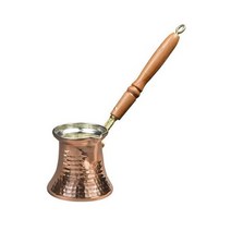 커피 포트 Turk 터키어 Turk Cezve 카페테리아 용 터키어 구리 메이커 나무 손잡이 Cevze, 단일, 1개, 225ml7.6oz