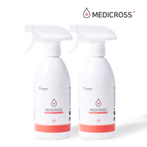 메디크로스 500ml 다용도 살균 소독수 스프레이형 식품 살균 가능 세균 살균소독제 hocl 차아염소산수, 2개+손소독제