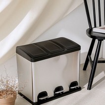 페달형 재활용 쓰레기 분리 수거함 스텐분리수거함 24L 청소바구니