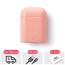 저렴한 무선 블루투스 헤드폰 에어 I7 핸즈프리 스마트 이어폰 헤드셋 남성 여성 Iphone Xiaomi Phone, 분홍색