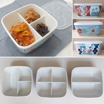 재팬 하코야/사각 나눔 도자기볼(+전자렌지용뚜껑)/2절 3절 4절 반찬그릇, 3칸, 줄매화