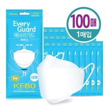 메이클린 에브리가드 KF80 황사마스크 100매 개별포장 대형 흰색