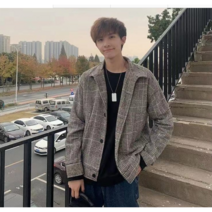 봄가을 남자체크자켓 와이드 루즈핏 야구복 상의 트렌드 흐름 가을옷