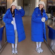 위위브렌 여성용 루즈핏 캐주얼 후드 롱패딩점퍼