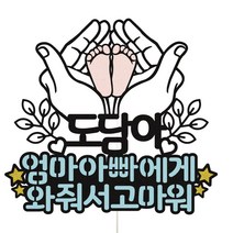 비비드레인 태교 태명 만삭 케이크토퍼, 38-와줘서고마워(블루), 1개