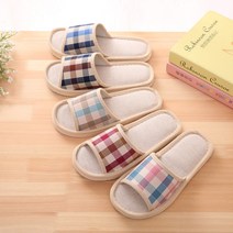 마켓감성 사계절린넨 체크컬러 실내슬리퍼, 핑크, 핑크, 1개