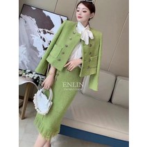 럭셔리 핑크 트위드 투피스 마주라인 스타일 정장셋업 웨딩수트 돌잔치 예복 키작녀 여친룩 결혼식 하객룩 제니 문가영