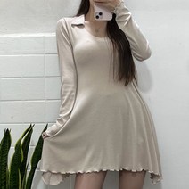 제인 폴리에스테르 여성 (3Colors) 플레어 카라 원피스