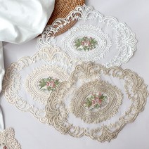 식탁매트 방수 식탁매트 레이스 꽃무늬 플라워 나뭇잎 몬스테라 바나나잎 예쁜 빈티지 자수 손뜨개 매트, 매트(레이스)A_화이트 EP-0920