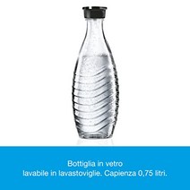 탄산수용 SodaStream Crystal 2.0 업그레이드 식수 버블러 식기세척기 사용이 가능한 탄산수용 유리병 포함! 실린더가 없는 0.6l 유리병 1개 포함; 색상: 티타늄 -22918, 22x11x42cm, 티타늄/실버