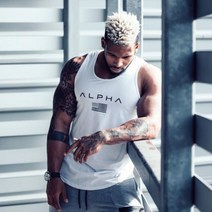 ALPHA 남성용 짐웨어 머슬핏 헬스 나시