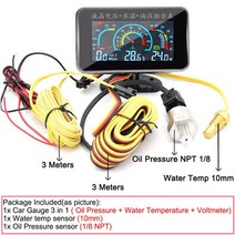자동차속도계 UHD 헤드업디스플레이 호환 5In 1 자동차 LD 전자 타코미터 오일 압력 게이지 볼트 전압계 수, 02 3 in 1 gauge