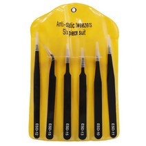 정밀 핀셋 세트 스티커 집게 프라모델 주얼리 6종류 1세트, 정밀핀셋 6pcs - 블랙