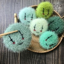 364days 민트 삐에로 오이피클 수세미 귀여운 핸드메이드 수세미, 01.라이트그린(개별포장) 1개, 고리x