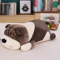 귀여운 모찌 불독 인형 퍼그 강아지인형 바디필로우 안고자는 대형 애착 쿠션, 브라운, 100cm