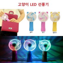 트윈스몰 깜찍한 고양이모양의 핸디선풍기 LED선풍기 충전식 USB선풍기, 핑크