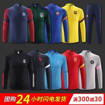 족구유니폼세트 족구복 축구단체복 바르셀로나 레알 마드리드 훈련 유니폼 맞춤형 스포츠 정장 성인 게임 축구 긴팔 You W 저지, [04] WXD2605 바 S-컬러 블루 라벨 포함, [03] XXL