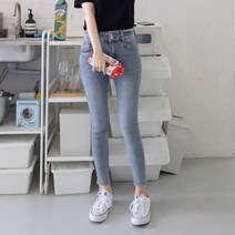 수비진 여성용 투버튼 스키니진 청바지 SP158