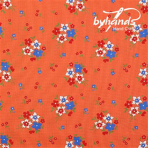 바이핸즈 면20수 피드색 꽃무늬 패브릭 퀼트 원단 - 1/2yd, 25.들꽃-오렌지