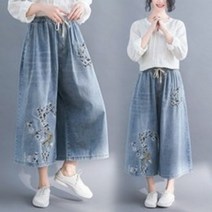 큰언니1100 6385 (L~4XL) 빅사이즈 큰사이즈 통넓은 자수포인트 치마마지 통바지