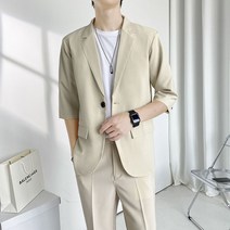 남자 여름 7부 마이 블레이저 반팔 아우터 자켓 남성 오피스룩 가을 시원한 오버핏 하객룩 정장