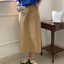 네모엔룩 여성용 컬러풀코튼 뒷밴딩 H라인 면 스커트