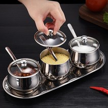 cruet FH944 3p 스텐양념통세트 스푼포함 양념병 조리료통, 양념통 트레이 세트, 3개