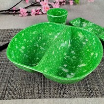 그린스톤 짬짜면기 VV 레트로 복고풍 멜라민 대접 사발 그릇 식당 업소용