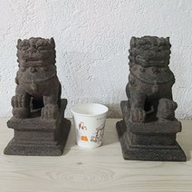 행운갤러리 해태상 한쌍 해치 수호신 석상 조형물 조각상 장식품 개업선물 실내 인테리어소품 포토존 공원조성, 단일색상(한쌍)
