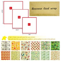 재사용 가능한 밀랍 식품 포장 유기농 랩 롤 과일 채소 집착 필름 천연 코튼 세척 3 개, 01 3 pcs for a set
