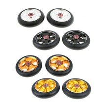 휠체어 휠 바퀴 전동휠체어베어링 부싱이있는 스쿠터 전문 교체 탄성 100mm 휠 134, 은