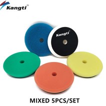 무선 자동차 광택기 셀프 차량 폴리싱 SPTA 5 개 3 quot80mm/5quot125mm/6 quot150mm 스폰지 양모 연마 패드 세트 DA/RO/GA 버퍼 폴리셔 버핑 왁, [02] 5 Inch(125mm)