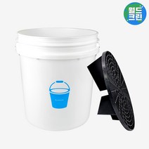 플렌티 세차버킷 화이트 + 그릿가드 블랙 버킷 돌리 대용량 자동차 차량 세차 물통 바구니, 플렌티세차버킷화이트+그릿가드블랙
