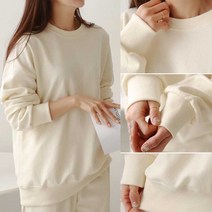 여자 컬러 라운드넥 맨투맨티 츄리닝 스타일 외출룩