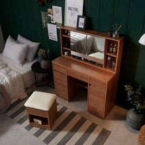 [삼익가구]헤딘 멀티수납형 화장대 세트(스툴포함), 오크