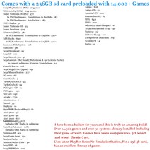 라스베리 파이 4 4G Ram 레트로 아케이드 게임을위한 256G NESPi 케이스 안전 셧다운 및 리셋 14 000 + 게임 P & 팬이있는 전체 키트 Retroflag