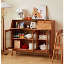 주방 캐비닛 나무 하부장 라탄 인테리어 수납 정리장, 월넛컬러 2도어-옵션사진참조